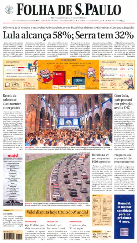 Capa Folha de S.Paulo - Edição São Paulo