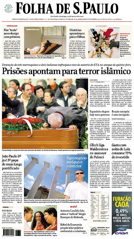 Capa Folha de S.Paulo - Edição São Paulo