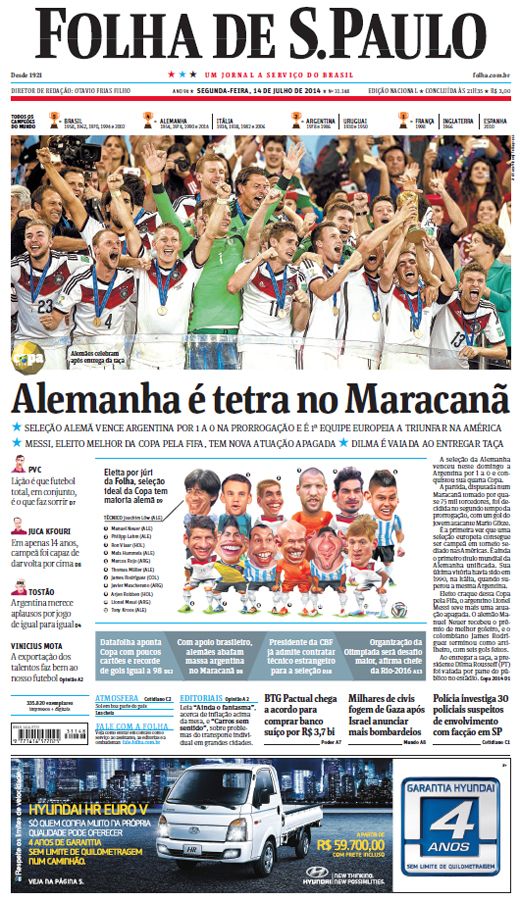 Capa Folha de S.Paulo - Edição Nacional