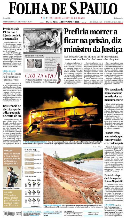 Capa Folha de S.Paulo - Edição Nacional