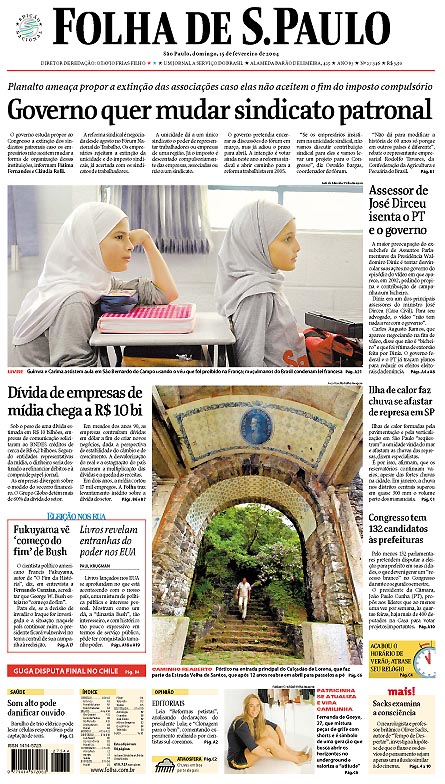 Capa Folha de S.Paulo - Edição São Paulo