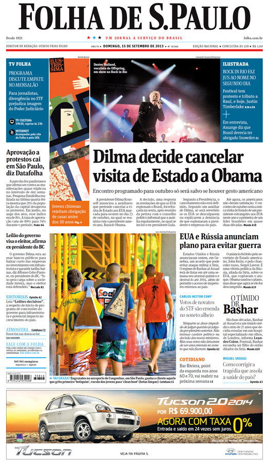 Capa Folha de S.Paulo - Edição Nacional