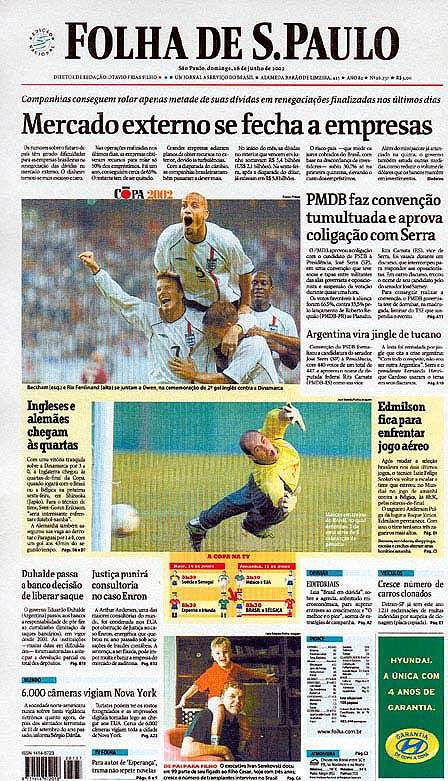 Capa Folha de S.Paulo - Edição São Paulo