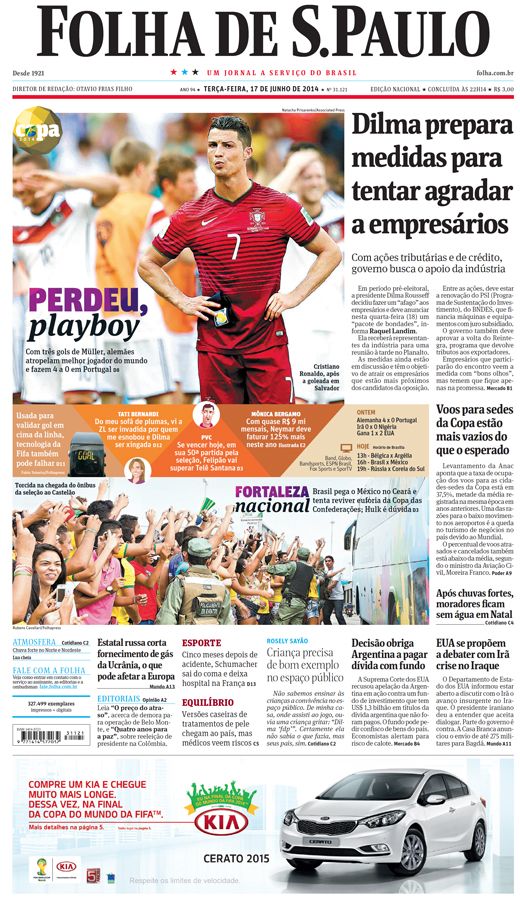 Capa Folha de S.Paulo - Edição Nacional