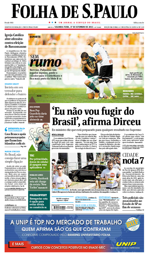 Capa Folha de S.Paulo - Edio Nacional