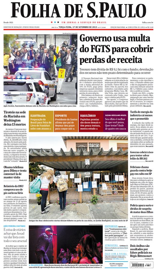 Capa Folha de S.Paulo - Edição Nacional