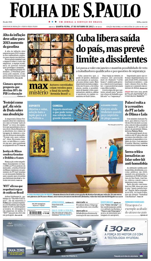 Capa Folha de S.Paulo - Edio Nacional