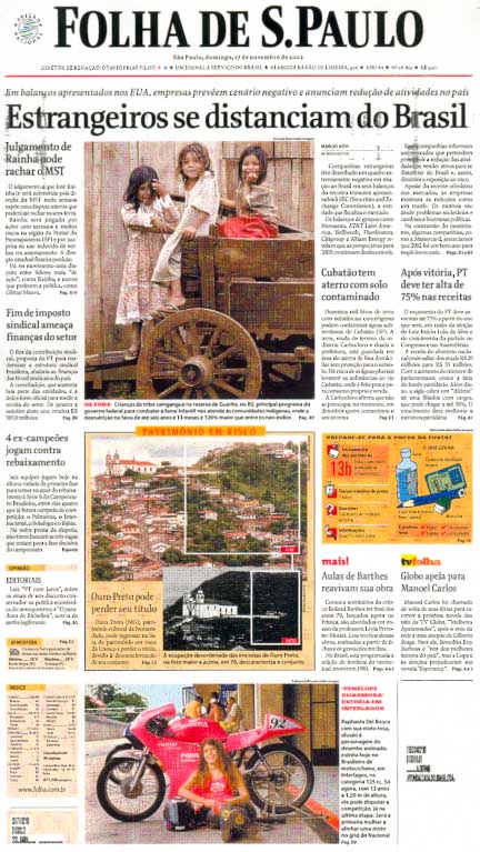 Capa Folha de S.Paulo - Edição São Paulo