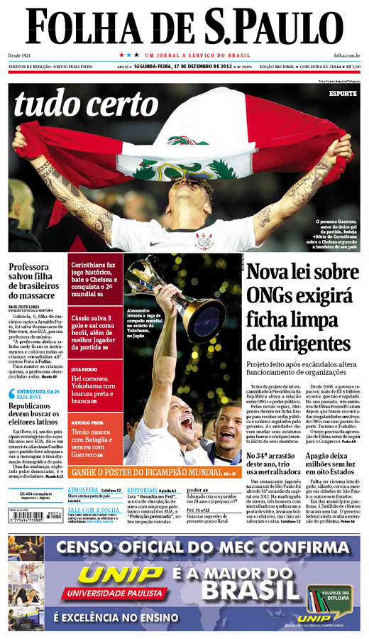 Capa Folha de S.Paulo - Edição Nacional