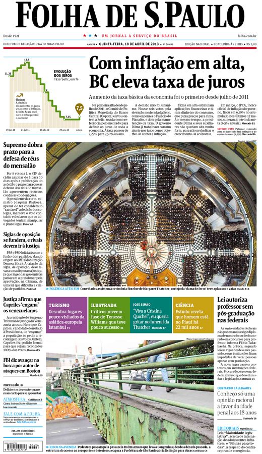 Capa Folha de S.Paulo - Edição Nacional