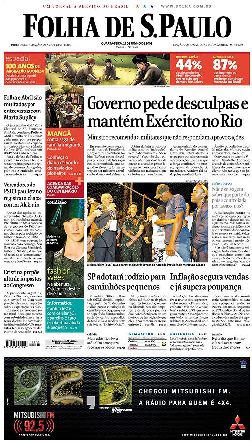 Capa Folha de S.Paulo - Edio Nacional