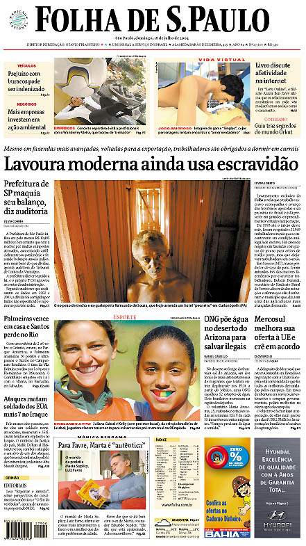 Capa Folha de S.Paulo - Edição São Paulo