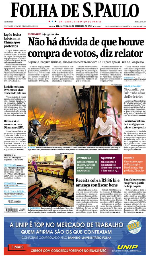 Capa Folha de S.Paulo - Edio Nacional