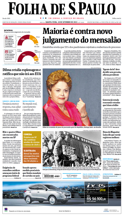 Capa Folha de S.Paulo - Edição Nacional