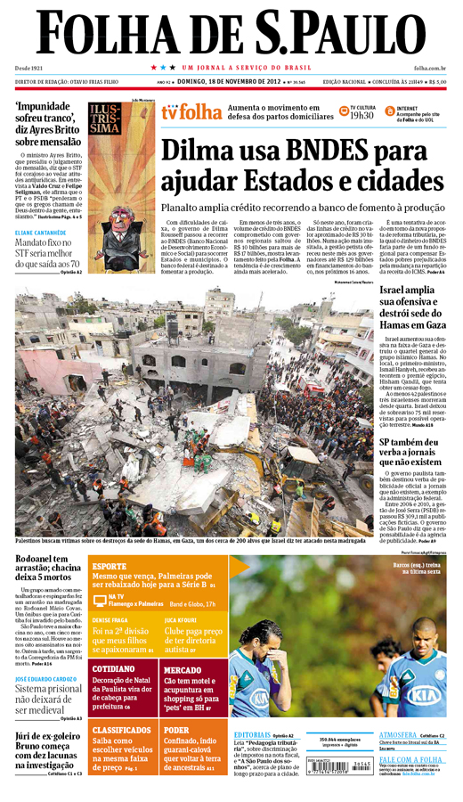 Capa Folha de S.Paulo - Edição Nacional