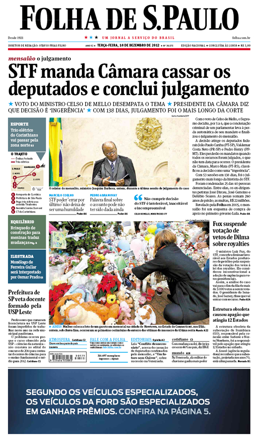 Capa Folha de S.Paulo - Edição Nacional