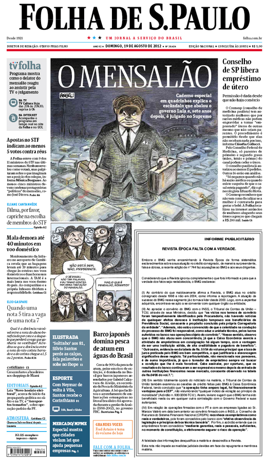 Capa Folha de S.Paulo - Edio Nacional