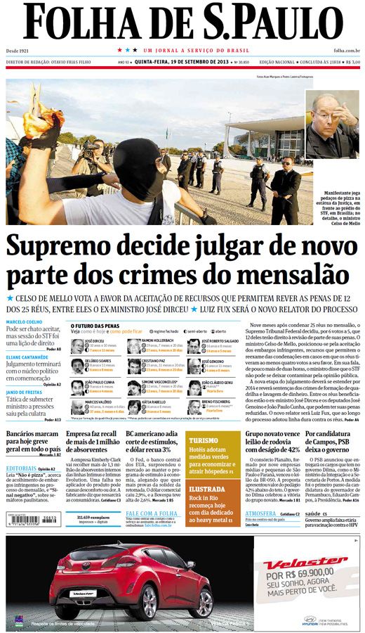 Capa Folha de S.Paulo - Edição Nacional