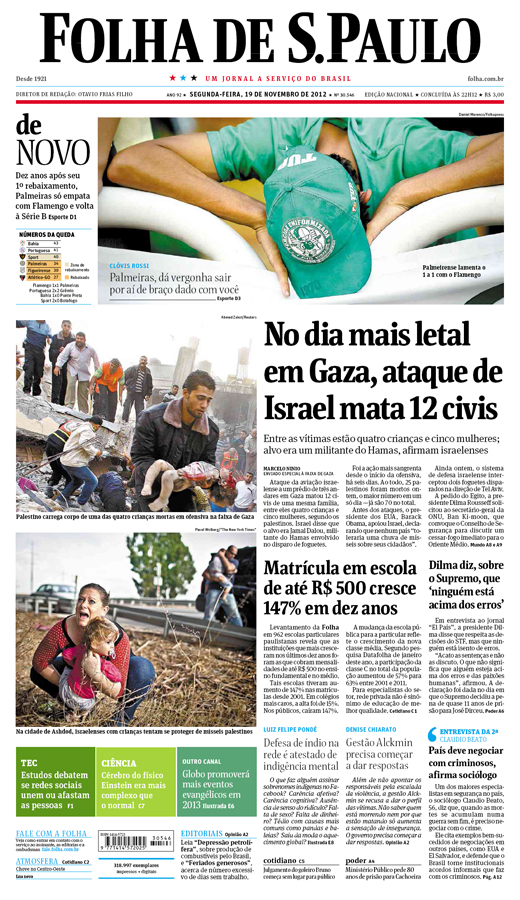 Capa Folha de S.Paulo - Edição Nacional