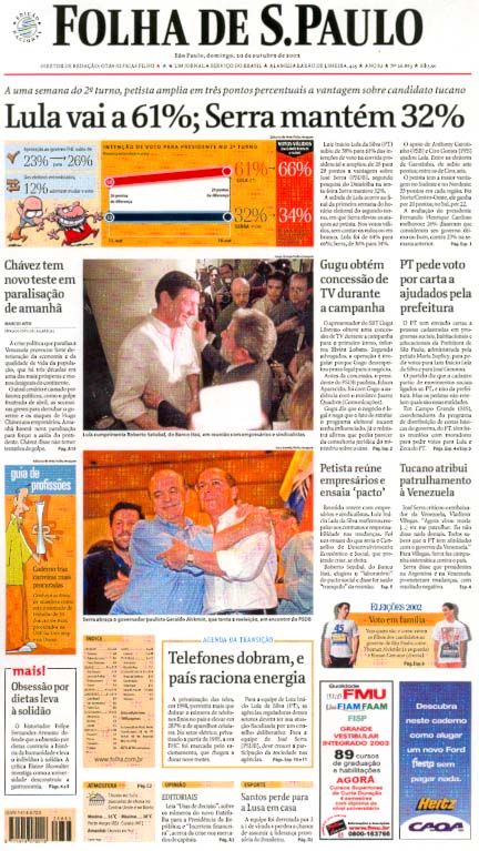 Capa Folha de S.Paulo - Edição São Paulo