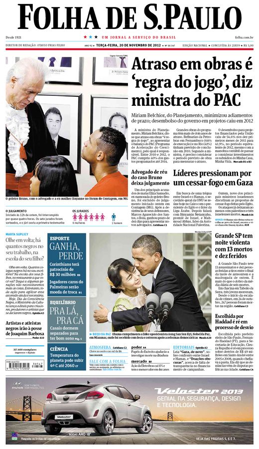 Capa Folha de S.Paulo - Edição Nacional