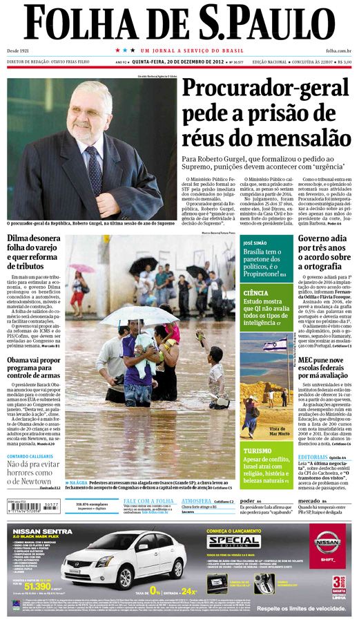 Capa Folha de S.Paulo - Edição Nacional