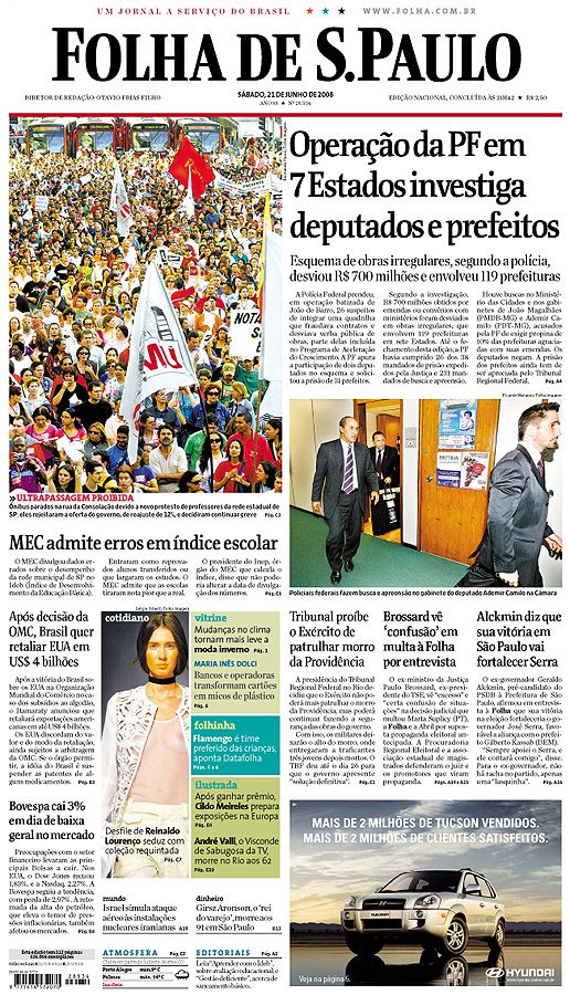 Capa Folha de S.Paulo - Edio Nacional