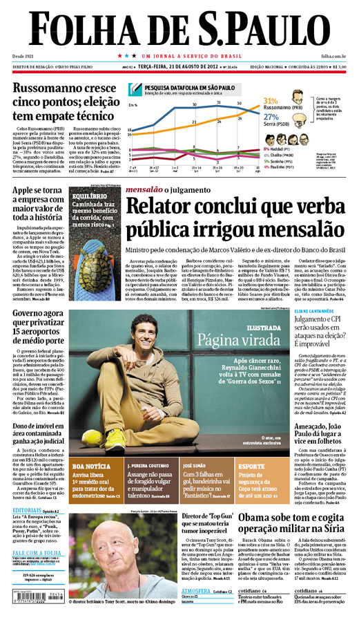 Capa Folha de S.Paulo - Edio Nacional