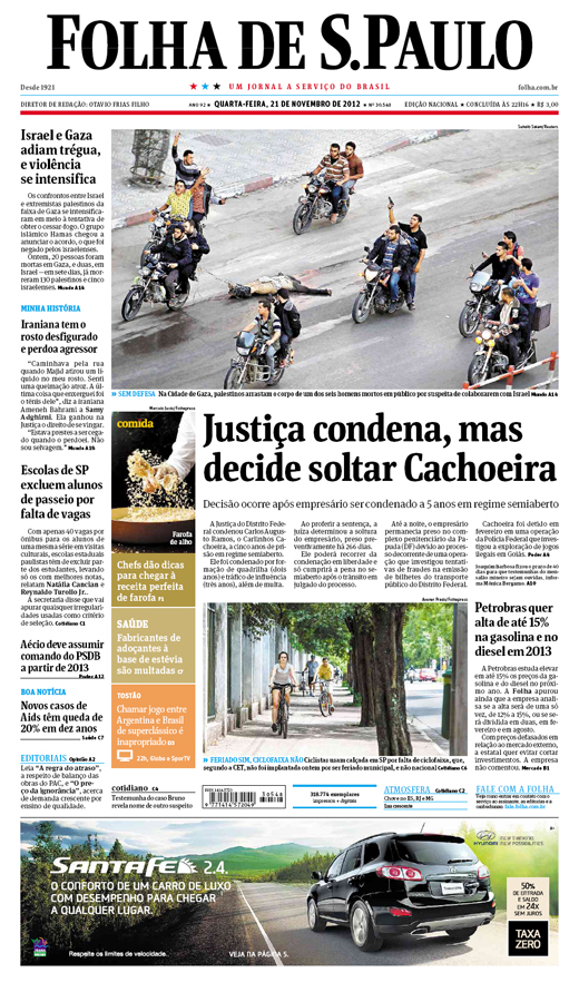 Capa Folha de S.Paulo - Edição Nacional