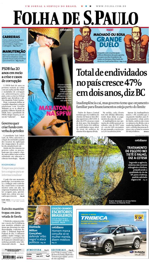 Capa Folha de S.Paulo - Edio Nacional