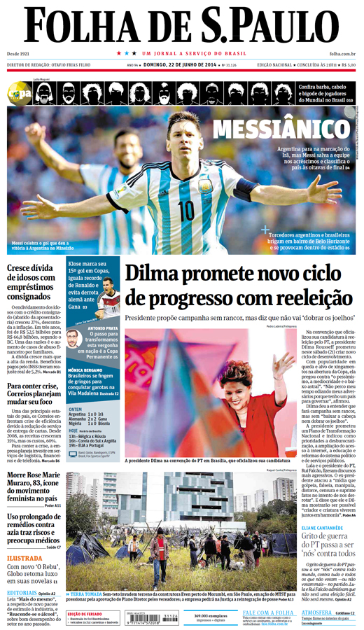 Capa Folha de S.Paulo - Edição Nacional