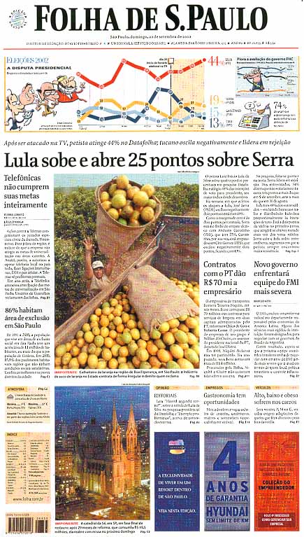 Capa Folha de S.Paulo - Edição São Paulo