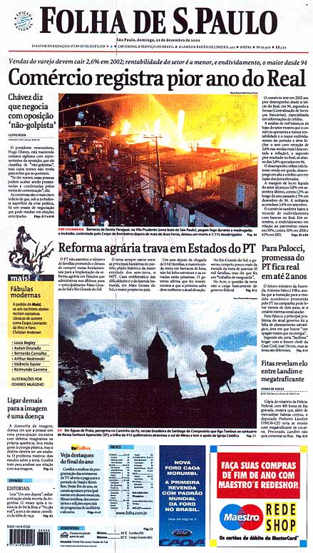 Capa Folha de S.Paulo - Edição São Paulo