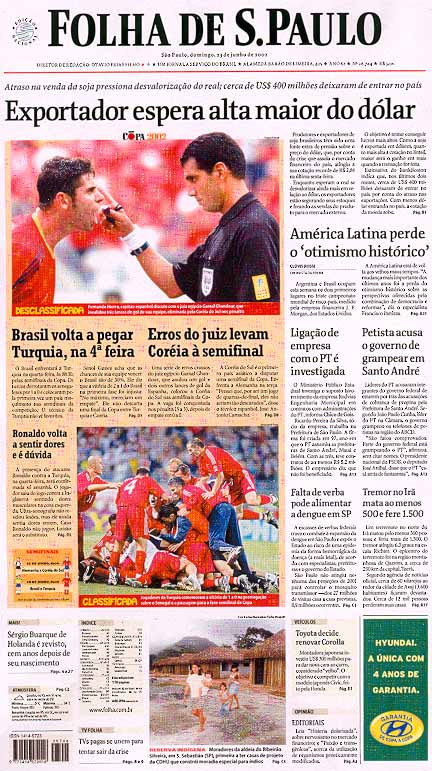 Capa Folha de S.Paulo - Edição São Paulo