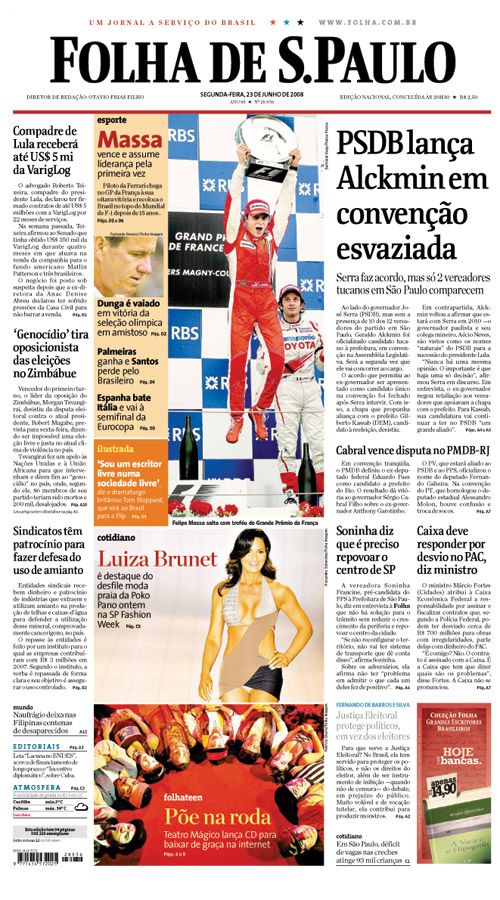 Capa Folha de S.Paulo - Edio Nacional