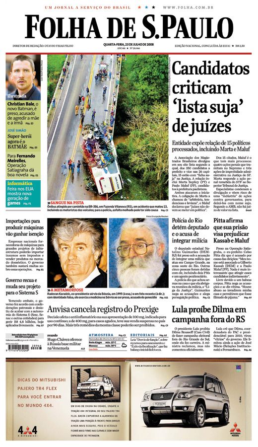 Capa Folha de S.Paulo - Edio Nacional