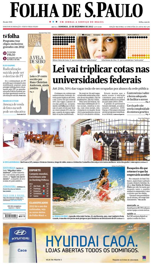 Capa Folha de S.Paulo - Edição Nacional