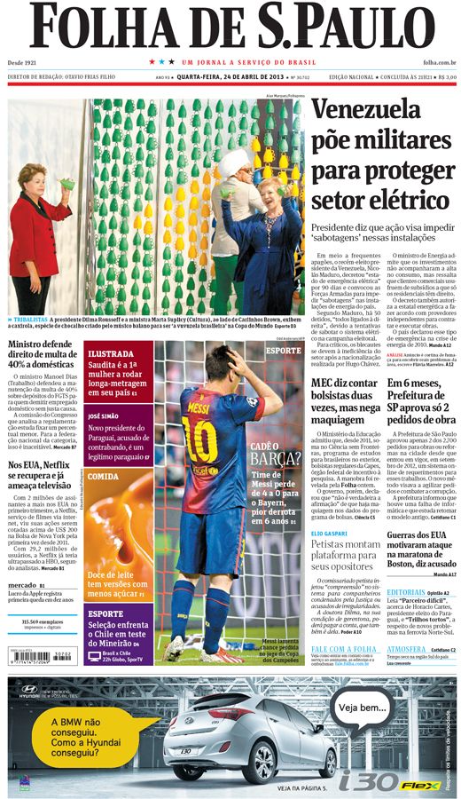 Capa Folha de S.Paulo - Edição Nacional