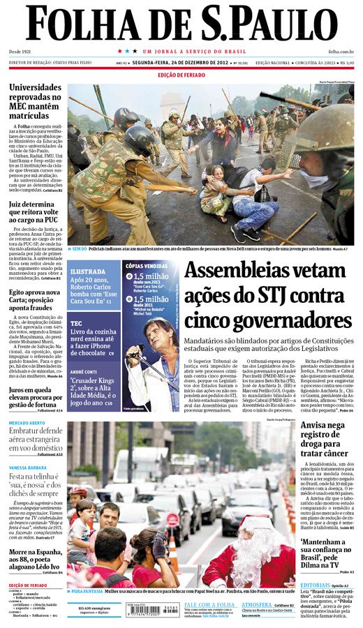 Capa Folha de S.Paulo - Edição Nacional