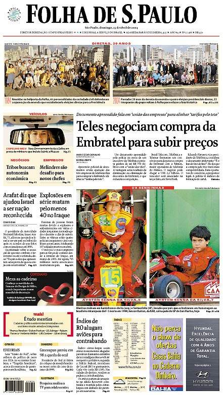 Capa Folha de S.Paulo - Edição São Paulo