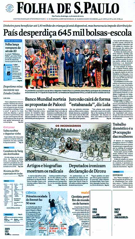 Capa Folha de S.Paulo - Edição São Paulo