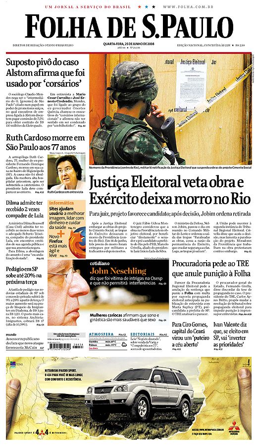 Capa Folha de S.Paulo - Edio Nacional