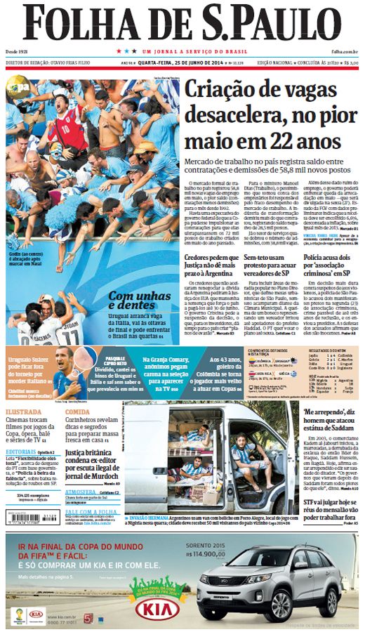 Capa Folha de S.Paulo - Edição Nacional