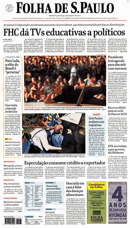 Capa Folha de S.Paulo - Edição São Paulo