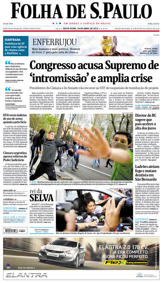 Capa Folha de S.Paulo - Edição Nacional