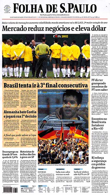 Capa Folha de S.Paulo - Edição São Paulo