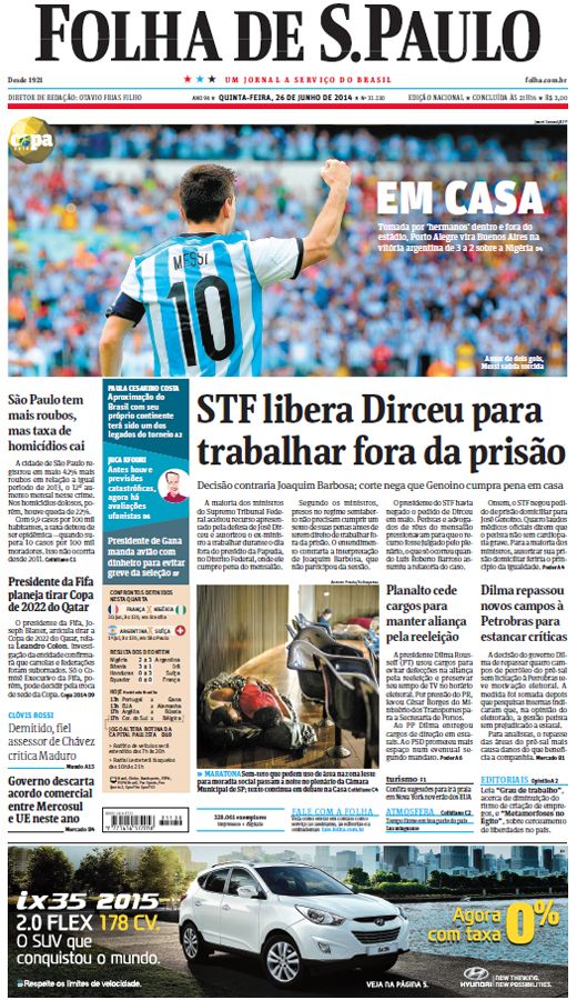 Capa Folha de S.Paulo - Edição Nacional