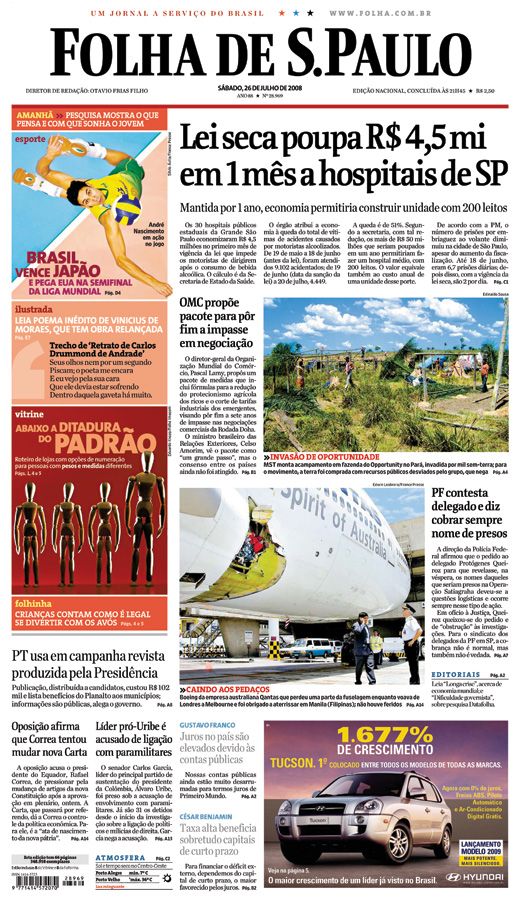 Capa Folha de S.Paulo - Edio Nacional