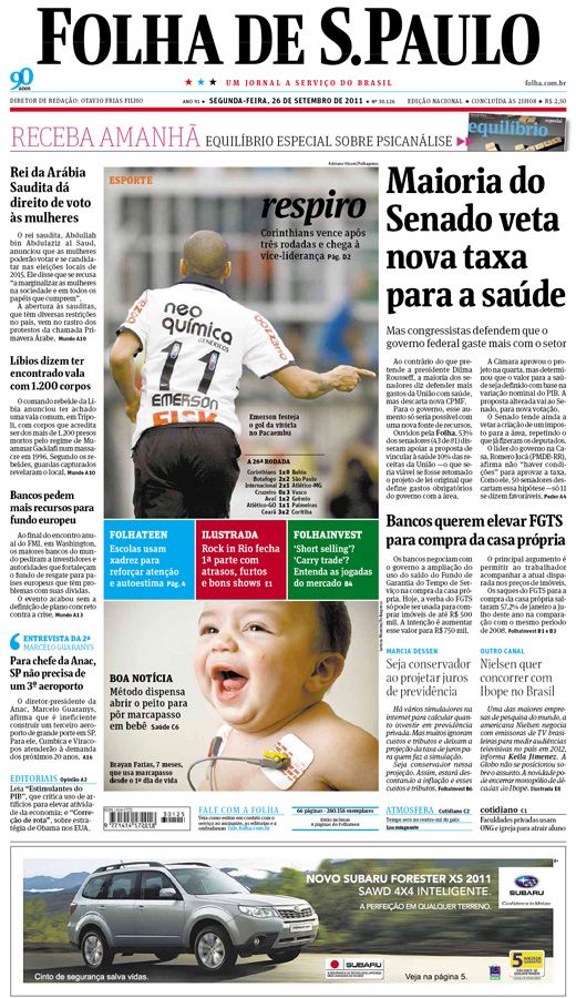 Capa Folha de S.Paulo - Edio Nacional