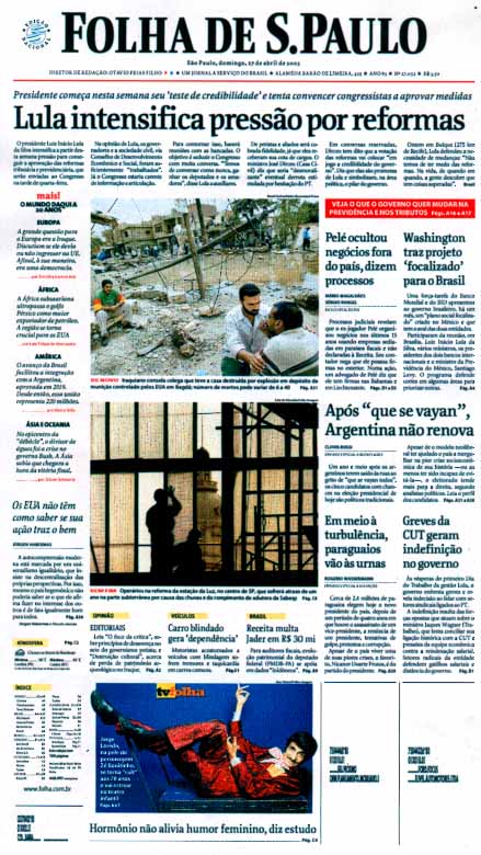 Capa Folha de S.Paulo - Edição São Paulo